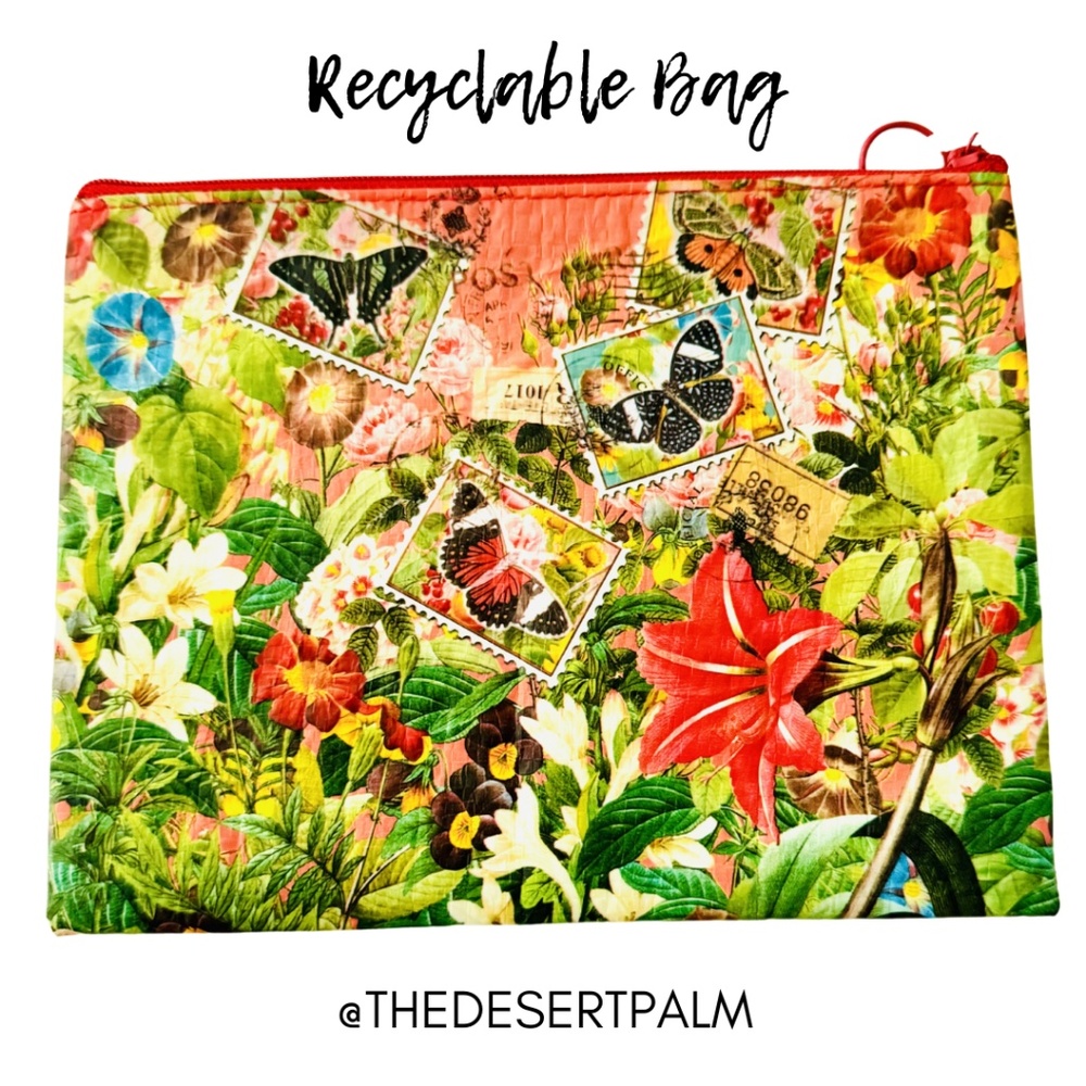 Floral Butterfly Reusable Zipper Pouch 🌸 | Botanical Travel Cosmetic Organizer